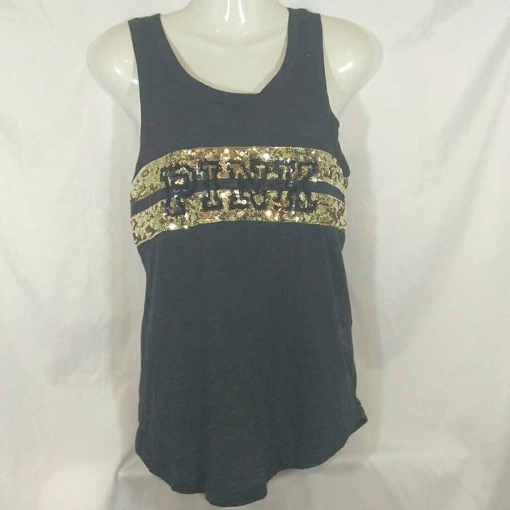 PINK VS Sequined Tank Top Sz S BLING